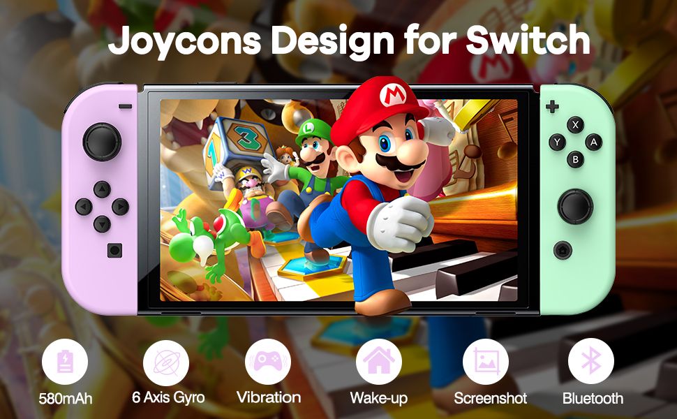 Replacement Controller for Switch,Replacement Switch Controller with Wake-up/Screenshot,Compatible with Switch/Lite/OLED (Pink)