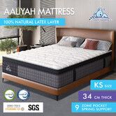 STARRY EUCALYPT Mattress Pocket Spring King Single Size Latex Euro Top 34cm 9 zone