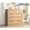 ALFORDSON 5 Chest of Drawers Storage Cabinet Rattan Dresser Tallboy Oak