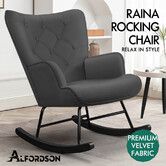 ALFORDSON Rocking Chair Armchair Lounge Accent Chair Velvet Grey