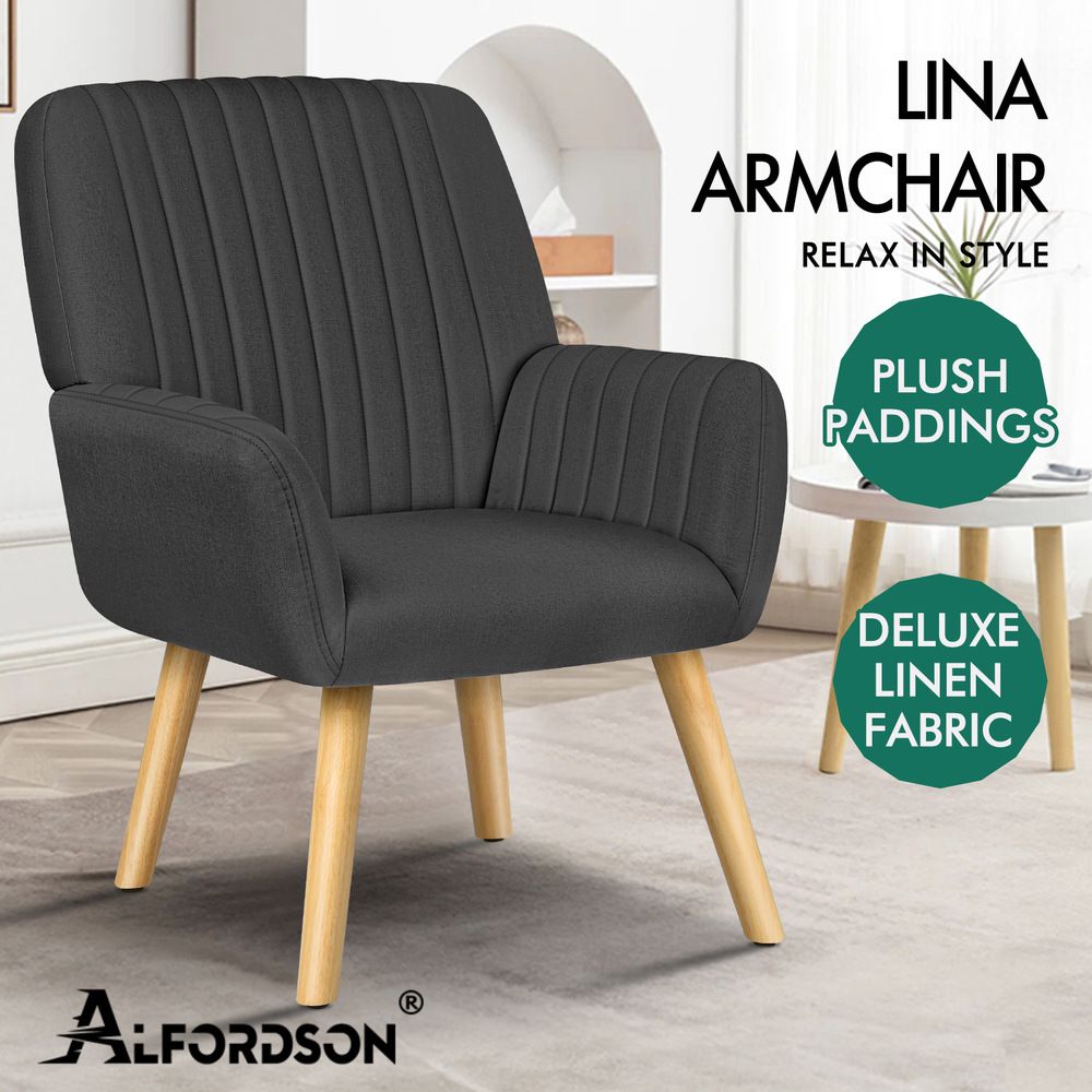 ALFORDSON Armchair Accent Chair Lounge Fabric Grey