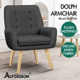 ALFORDSON Armchair Lounge Accent Chair Fabric Dark Grey