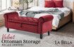 La Bella Storage Ottoman Bench Seat 132cm Chest Arm Couch Stool Velvet - Red