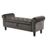 La Bella Storage Ottoman Bench Seat 132cm Chest Arm Couch Stool Velvet - Grey