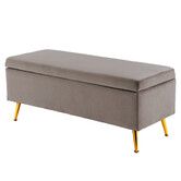 La Bella Storage Ottoman Bench Seat 110cm Chest Couch Stool Velvet - Grey