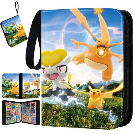 9 Pockets Trading Card Holder Fits 900 Cards with 50 Removable Sleeves PU Card Binder, TCG Card Binders Card Storage Album Cards Collection