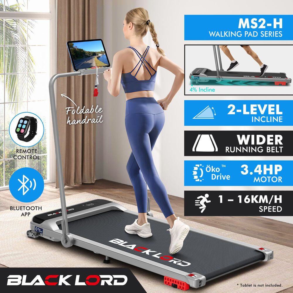 BLACK LORD Treadmill Electric Walking Pad Home Office Incline Foldable Silver