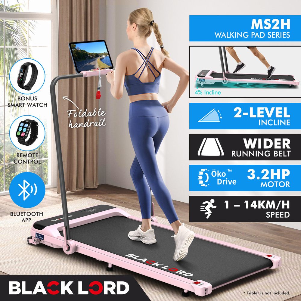 BLACK LORD Treadmill Electric Walking Pad Home Office Incline Foldable Pink