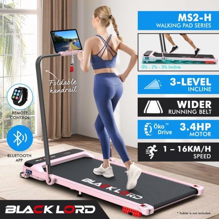 BLACK LORD Treadmill Electric Walking Pad Home Office Incline Foldable Pink