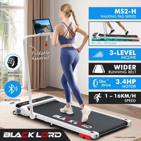BLACK LORD Treadmill Electric Walking Pad Home Office Incline Foldable White