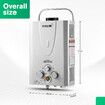 Maxkon Gas Water Heater 7 in 1 10L Portable Camping Outdoor Instant Hot Shower Heating System Silver