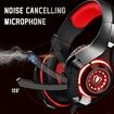 Gaming Headset for PS4 PS5 One Switch PC with Noise Canceling Mic, Deep Bass Stereo Sound Red