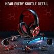 Gaming Headset for PS4 PS5 One Switch PC with Noise Canceling Mic, Deep Bass Stereo Sound Red