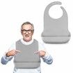 Adjustable Silicone Bib,Washable Bib for Men & Women,Waterproof Bib for Elderly with Crumb Catcher (Grey)