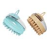 2 PCS Blue And Khaki Pet Dog Grooming Massage Shampoo Bath Brush with Soap and Shampoo Dispenser Soft Silicone Bristle for Long Short Haired Pets