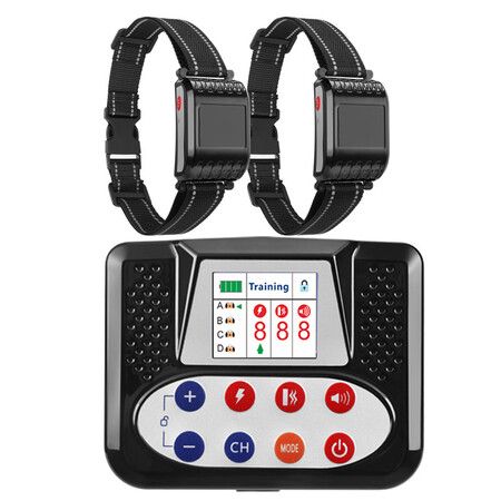 Wireless Dog Fence System, 2 in 1 Electric Fence and Training Collar with Big LCD Screen for 2 Dogs