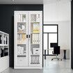 Steel Office Cabinet Filing Storage Shelf Lockable Tempered Glass Door Display Cupboard Rack Home Garage 185x90x40cm