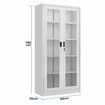 Steel Office Cabinet Filing Storage Shelf Lockable Tempered Glass Door Display Cupboard Rack Home Garage 185x90x40cm