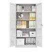 Steel Office Cabinet Filing Storage Shelf Lockable Tempered Glass Door Display Cupboard Rack Home Garage 185x90x40cm