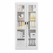 Steel Office Cabinet Filing Storage Shelf Lockable Tempered Glass Door Display Cupboard Rack Home Garage 185x90x40cm