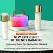 Mini Karaoke Machine - Bluetooth Portable Karaoke Speaker with Bass and Dazzling Lights with 2 Wireless Microphone for Girls & Boys Home Party Gift Toys