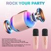 Mini Karaoke Machine, Portable Bluetooth Speaker with 2 Wireless Microphones and LED Colorful Lights for Home Party (Pink)