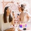 Mini Karaoke Machine, Portable Bluetooth Speaker with 2 Wireless Microphones and LED Colorful Lights for Home Party (Pink)