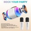 Mini Karaoke Machine, Portable Bluetooth Speaker with 2 Wireless Microphones and LED Colorful Lights for Home Party (White)