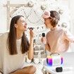 Mini Karaoke Machine, Portable Bluetooth Speaker with 2 Wireless Microphones and LED Colorful Lights for Home Party (White)