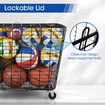 Large Sports Ball Storage Cart Lockable Bin Cage Sports Equipment Organiser Basketball Football Toys Holder Rack Garage Gym