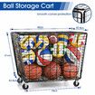 Large Sports Ball Storage Cart Lockable Bin Cage Sports Equipment Organiser Basketball Football Toys Holder Rack Garage Gym