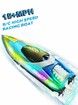 15+ MPH RC Boat with LED Lights Fast Remote Control Speed Boat for Pool and Lake 2.4GHz Race Boat for Teens Outdoor Water Sports in Green and Blue