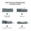 6 Set Compression Packing Cubes for Suitcases,Travel Organizer Bags for Luggage, Travel Accessories and Essentials (Grey)