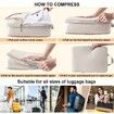 Compression Packing Cubes for Suitcases 6 Set, Expandable Travel Suitcase Organizer Bags Set with Shoe Bag, Lightweight Luggage Packing Organizers(Beige)