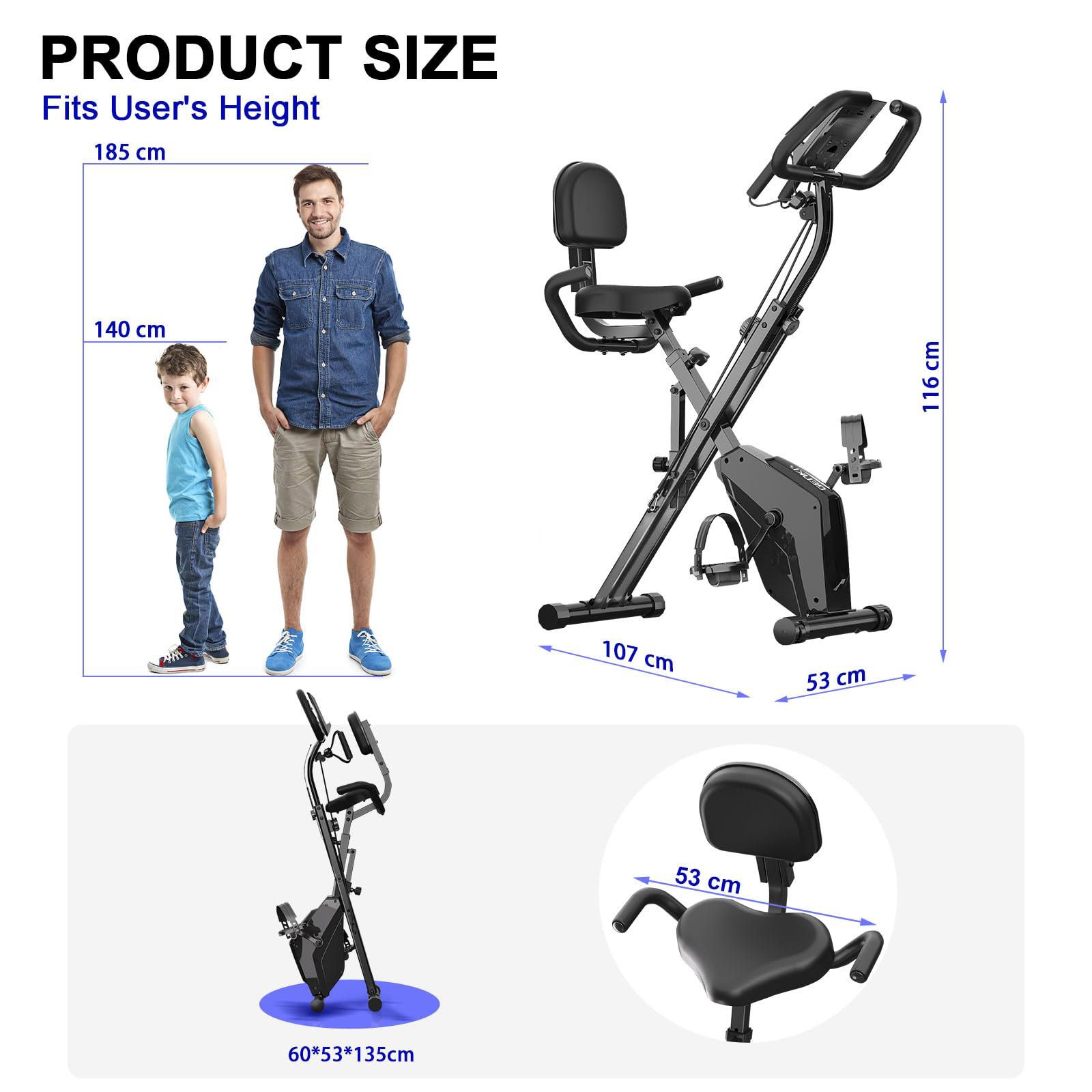 Genki Exercise Bike 4in1 Foldable Bicycle Home Gym Equipment Magnetic Indoor Cycling Trainer Adjustable Resistance LCD Screen