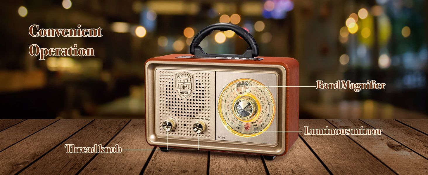 Retro Portable Radio AM FM Shortwave Radio Transistor Battery Operated Vintage Radio with Bluetooth Speaker,3-Way/AC Power Sources,AUX TF Card USB Playing for Home/Outdoor/Gift