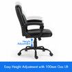 Ergonomic Office Chair Computer Study Executive Desk Armchair Home Work Reclining Adjustable Swivel Recliner PU Black