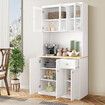 Kitchen Pantry Cupboard Cabinet Buffet Table Sideboard Glass Storage Shelves Drawer Hutch Bar Shelving Dining Room 180cm