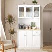 Kitchen Pantry Cupboard Cabinet Buffet Table Sideboard Glass Storage Shelves Drawer Hutch Bar Shelving Dining Room 180cm