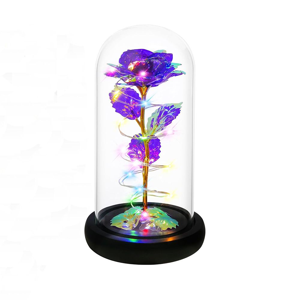 Rose Gifts for Mom from Daughter, Mom Gifts for Her, Colorful Red Light Up Rose in A Glass Dome with Colorful Light,Graduation Gifts for Girl Anniversary Purple