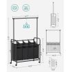 SONGMICS 4-Bag Laundry Sorter Rolling Cart with Hanging Bar Heavy-Duty Wheels Black