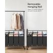 SONGMICS 4-Bag Laundry Sorter Rolling Cart with Hanging Bar Heavy-Duty Wheels Black