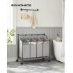 SONGMICS Laundry Basket with 4 Removable Laundry Bin on Wheels Gray