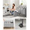 SONGMICS Laundry Basket with 4 Removable Laundry Bin on Wheels Gray