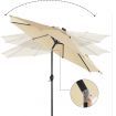 SONGMICS 3m Solar Lighted Outdoor Patio Umbrella Cream