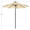 SONGMICS 3m Solar Lighted Outdoor Patio Umbrella Cream