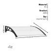 NOVEDEN Window Door Awning Canopy Outdoor UV Patio Rain Cover Clear White 1M X 2.4M Type 1 NE-AG-101-SU