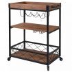 EKKIO 3 Tiers Kitchen Serving Wine Cart Trolley with Wine Rack (Walnut)