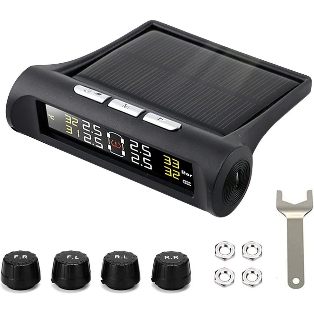 RYNOMATE Tire Pressure Monitoring System External Solar 4 Sensor - Black