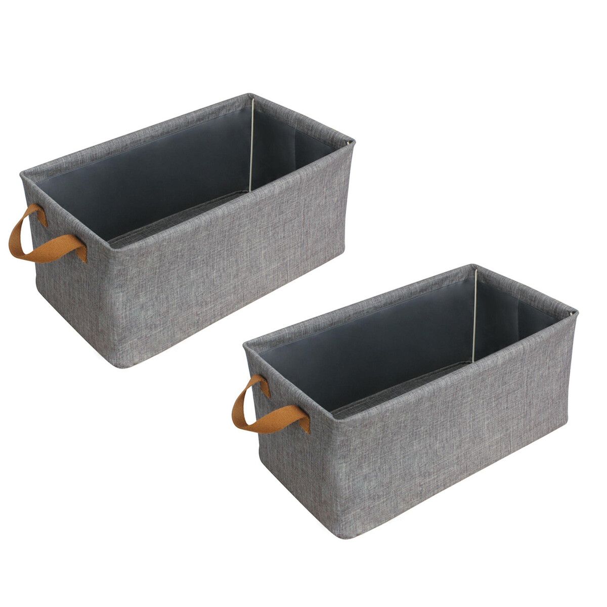 2 PCS cation storage box foldable grey Fabric iron frame clothes storage box double hand handle washable